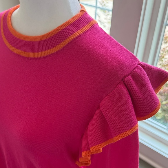 THML Pink Ruffle Sleeve Women's Sweater Top Sz L - Picture 3 of 8